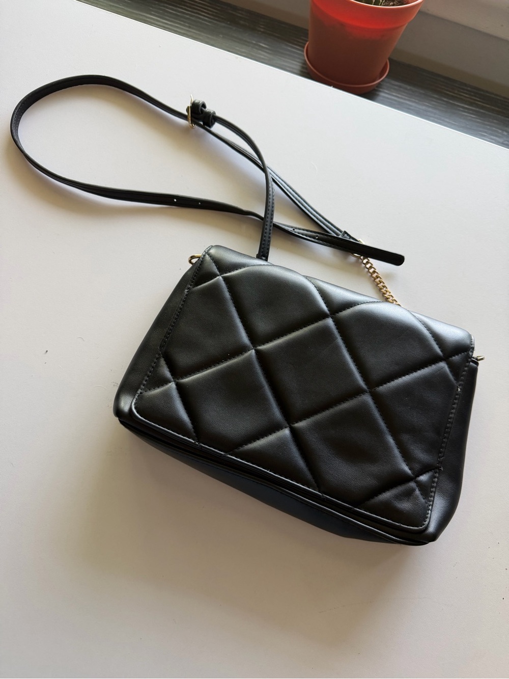 a new day Quilted Black Crossbody with Chain Strap